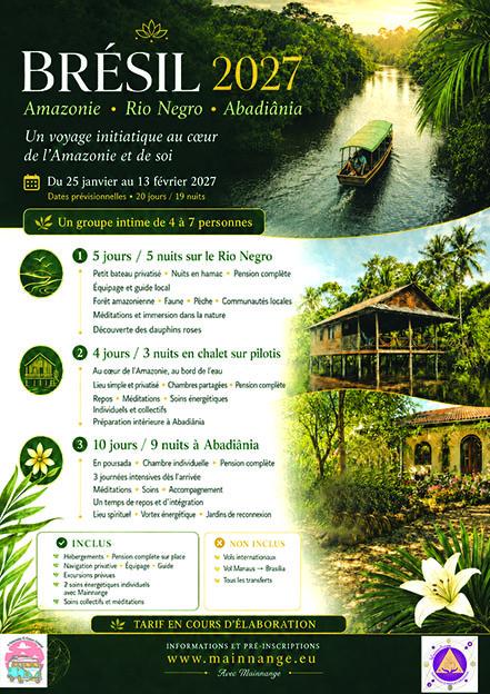 Retraite bien être et spirituelle au Brésil Amazonie et autre 2027 site 1